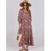 image:imageANRABESS Womens Boho Maxi Dresses 2026 Summer V Neck Puff Sleeve Floral Flowy Swing Fall Casual Long DressRed