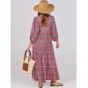 image:imageANRABESS Womens Boho Maxi Dresses 2026 Summer V Neck Puff Sleeve Floral Flowy Swing Fall Casual Long DressRed Blue