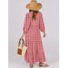 image:imageANRABESS Womens Boho Maxi Dresses 2026 Summer V Neck Puff Sleeve Floral Flowy Swing Fall Casual Long DressRed Floral