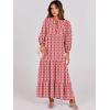 image:imageANRABESS Womens Boho Maxi Dresses 2026 Summer V Neck Puff Sleeve Floral Flowy Swing Fall Casual Long DressRed Floral