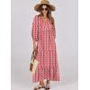 image:imageANRABESS Womens Boho Maxi Dresses 2026 Summer V Neck Puff Sleeve Floral Flowy Swing Fall Casual Long DressRed Floral