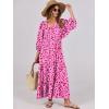 image:imageANRABESS Womens Boho Maxi Dresses 2026 Summer V Neck Puff Sleeve Floral Flowy Swing Fall Casual Long DressRose Red Floral