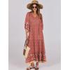 image:imageANRABESS Womens Boho Maxi Dresses 2026 Summer V Neck Puff Sleeve Floral Flowy Swing Fall Casual Long DressWine Red