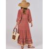 image:imageANRABESS Womens Boho Maxi Dresses 2026 Summer V Neck Puff Sleeve Floral Flowy Swing Fall Casual Long DressWine Red