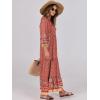 image:imageANRABESS Womens Boho Maxi Dresses 2026 Summer V Neck Puff Sleeve Floral Flowy Swing Fall Casual Long DressWine Red