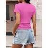 image:imageANRABESS Womens Cap Sleeve Boat Neck Ruched Crop Top Soft Ribbed Slim Fitted Tee Going Out Casual Shirt for SummerHot Pink