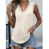 image:imageANRABESS Womens Lace Trim Tank Tops V Neck Sleeveless Shirts 2026 Summer Casual Trendy Dressy Cami TopBeige