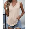 image:imageANRABESS Womens Lace Trim Tank Tops V Neck Sleeveless Shirts 2026 Summer Casual Trendy Dressy Cami TopKhaki