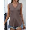 image:imageANRABESS Womens Lace Trim Tank Tops V Neck Sleeveless Shirts 2026 Summer Casual Trendy Dressy Cami TopLight Brown