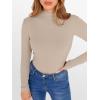 image:imageANRABESS Womens Lettuce Trim Mock Neck Long Sleeve Tops 2025 Casual Dressy Ribbed Knit Slim Fit Tee Shirt Fall Layer OutfitsBeige