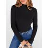 image:imageANRABESS Womens Lettuce Trim Mock Neck Long Sleeve Tops 2025 Casual Dressy Ribbed Knit Slim Fit Tee Shirt Fall Layer OutfitsBlack