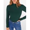 image:imageANRABESS Womens Lettuce Trim Mock Neck Long Sleeve Tops 2025 Casual Dressy Ribbed Knit Slim Fit Tee Shirt Fall Layer OutfitsDeep Green