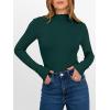 image:imageANRABESS Womens Lettuce Trim Mock Neck Long Sleeve Tops 2025 Casual Dressy Ribbed Knit Slim Fit Tee Shirt Fall Layer OutfitsDeep Green