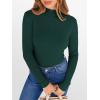 image:imageANRABESS Womens Lettuce Trim Mock Neck Long Sleeve Tops 2025 Casual Dressy Ribbed Knit Slim Fit Tee Shirt Fall Layer OutfitsDeep Green