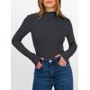 image:imageANRABESS Womens Lettuce Trim Mock Neck Long Sleeve Tops 2025 Casual Dressy Ribbed Knit Slim Fit Tee Shirt Fall Layer OutfitsDeep Grey