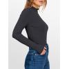 image:imageANRABESS Womens Lettuce Trim Mock Neck Long Sleeve Tops 2025 Casual Dressy Ribbed Knit Slim Fit Tee Shirt Fall Layer OutfitsDeep Grey