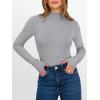 image:imageANRABESS Womens Lettuce Trim Mock Neck Long Sleeve Tops 2025 Casual Dressy Ribbed Knit Slim Fit Tee Shirt Fall Layer OutfitsGrey