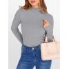 image:imageANRABESS Womens Lettuce Trim Mock Neck Long Sleeve Tops 2025 Casual Dressy Ribbed Knit Slim Fit Tee Shirt Fall Layer OutfitsGrey