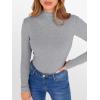 image:imageANRABESS Womens Lettuce Trim Mock Neck Long Sleeve Tops 2025 Casual Dressy Ribbed Knit Slim Fit Tee Shirt Fall Layer OutfitsGrey