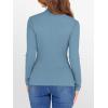image:imageANRABESS Womens Lettuce Trim Mock Neck Long Sleeve Tops 2025 Casual Dressy Ribbed Knit Slim Fit Tee Shirt Fall Layer OutfitsGrey Blue