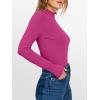 image:imageANRABESS Womens Lettuce Trim Mock Neck Long Sleeve Tops 2025 Casual Dressy Ribbed Knit Slim Fit Tee Shirt Fall Layer OutfitsHot Pink
