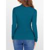 image:imageANRABESS Womens Lettuce Trim Mock Neck Long Sleeve Tops 2025 Casual Dressy Ribbed Knit Slim Fit Tee Shirt Fall Layer OutfitsLake Blue