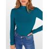 image:imageANRABESS Womens Lettuce Trim Mock Neck Long Sleeve Tops 2025 Casual Dressy Ribbed Knit Slim Fit Tee Shirt Fall Layer OutfitsLake Blue