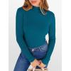 image:imageANRABESS Womens Lettuce Trim Mock Neck Long Sleeve Tops 2025 Casual Dressy Ribbed Knit Slim Fit Tee Shirt Fall Layer OutfitsLake Blue