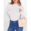 image:imageANRABESS Womens Lettuce Trim Mock Neck Long Sleeve Tops 2025 Casual Dressy Ribbed Knit Slim Fit Tee Shirt Fall Layer OutfitsWhite