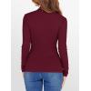 image:imageANRABESS Womens Lettuce Trim Mock Neck Long Sleeve Tops 2025 Casual Dressy Ribbed Knit Slim Fit Tee Shirt Fall Layer OutfitsWine Red