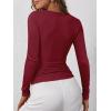 image:imageANRABESS Womens Long Sleeve Henley Tops Ribbed Knit Slim Fitted Trendy T Shirt Basic Tees Layer 2025 Fall Fashion OutfitsDeep Red