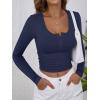 image:imageANRABESS Womens Long Sleeve Henley Tops Ribbed Knit Slim Fitted Trendy T Shirt Basic Tees Layer 2025 Fall Fashion OutfitsNavy Blue