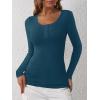 image:imageANRABESS Womens Long Sleeve Henley Tops Ribbed Knit Slim Fitted Trendy T Shirt Basic Tees Layer 2025 Fall Fashion OutfitsTeal Blue