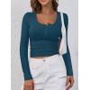 image:imageANRABESS Womens Long Sleeve Henley Tops Ribbed Knit Slim Fitted Trendy T Shirt Basic Tees Layer 2025 Fall Fashion OutfitsTeal Blue