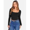 image:imageANRABESS Womens Long Sleeve Square Neck Crop Top Ribbed Slim Fitted Basic Tee Layer Y2K Shirts Fall Fashion Outfits 2025Black