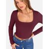 image:imageANRABESS Womens Long Sleeve Square Neck Crop Top Ribbed Slim Fitted Basic Tee Layer Y2K Shirts Fall Fashion Outfits 2025Deep Red