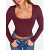image:imageANRABESS Womens Long Sleeve Square Neck Crop Top Ribbed Slim Fitted Basic Tee Layer Y2K Shirts Fall Fashion Outfits 2025Deep Red