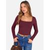 image:imageANRABESS Womens Long Sleeve Square Neck Crop Top Ribbed Slim Fitted Basic Tee Layer Y2K Shirts Fall Fashion Outfits 2025Deep Red