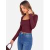 image:imageANRABESS Womens Long Sleeve Square Neck Crop Top Ribbed Slim Fitted Basic Tee Layer Y2K Shirts Fall Fashion Outfits 2025Deep Red