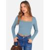 image:imageANRABESS Womens Long Sleeve Square Neck Crop Top Ribbed Slim Fitted Basic Tee Layer Y2K Shirts Fall Fashion Outfits 2025Grey Blue