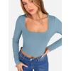 image:imageANRABESS Womens Long Sleeve Square Neck Crop Top Ribbed Slim Fitted Basic Tee Layer Y2K Shirts Fall Fashion Outfits 2025Grey Blue
