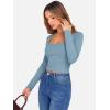 image:imageANRABESS Womens Long Sleeve Square Neck Crop Top Ribbed Slim Fitted Basic Tee Layer Y2K Shirts Fall Fashion Outfits 2025Grey Blue