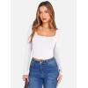 image:imageANRABESS Womens Long Sleeve Square Neck Crop Top Ribbed Slim Fitted Basic Tee Layer Y2K Shirts Fall Fashion Outfits 2025White