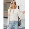 image:imageANRABESS Womens Long Sleeve Waffle Knit Shirts Dressy Casual Loose Button Up V Neck Henley Tops 2026 Fall Basic Tee BlouseBeige