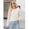 image:imageANRABESS Womens Long Sleeve Waffle Knit Shirts Dressy Casual Loose Button Up V Neck Henley Tops 2026 Fall Basic Tee BlouseBeige