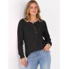 image:imageANRABESS Womens Long Sleeve Waffle Knit Shirts Dressy Casual Loose Button Up V Neck Henley Tops 2026 Fall Basic Tee BlouseBlack