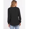 image:imageANRABESS Womens Long Sleeve Waffle Knit Shirts Dressy Casual Loose Button Up V Neck Henley Tops 2026 Fall Basic Tee BlouseBlack