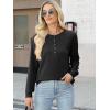 image:imageANRABESS Womens Long Sleeve Waffle Knit Shirts Dressy Casual Loose Button Up V Neck Henley Tops 2026 Fall Basic Tee BlouseBlack