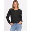 image:imageANRABESS Womens Long Sleeve Waffle Knit Shirts Dressy Casual Loose Button Up V Neck Henley Tops 2026 Fall Basic Tee BlouseBlack