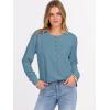 image:imageANRABESS Womens Long Sleeve Waffle Knit Shirts Dressy Casual Loose Button Up V Neck Henley Tops 2026 Fall Basic Tee BlouseDusty Blue